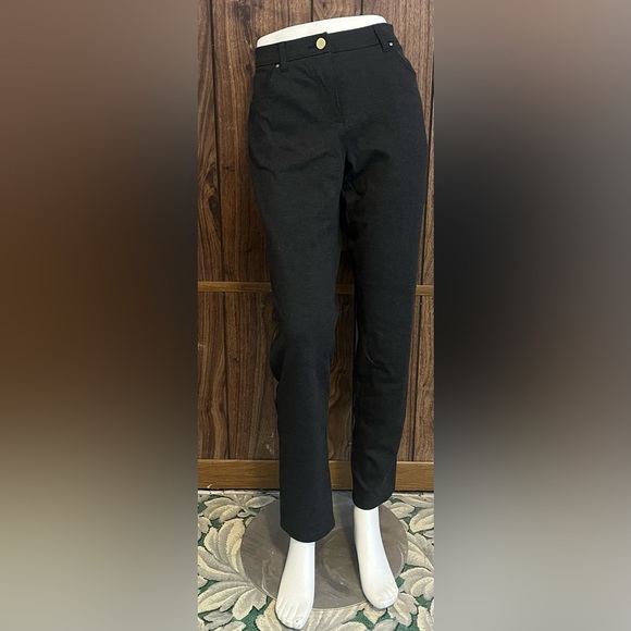 So Slimming By Chico's Dark Grey Ponte Straight Pull On Comfort Pants Sz 1 - Picture 1 of 8